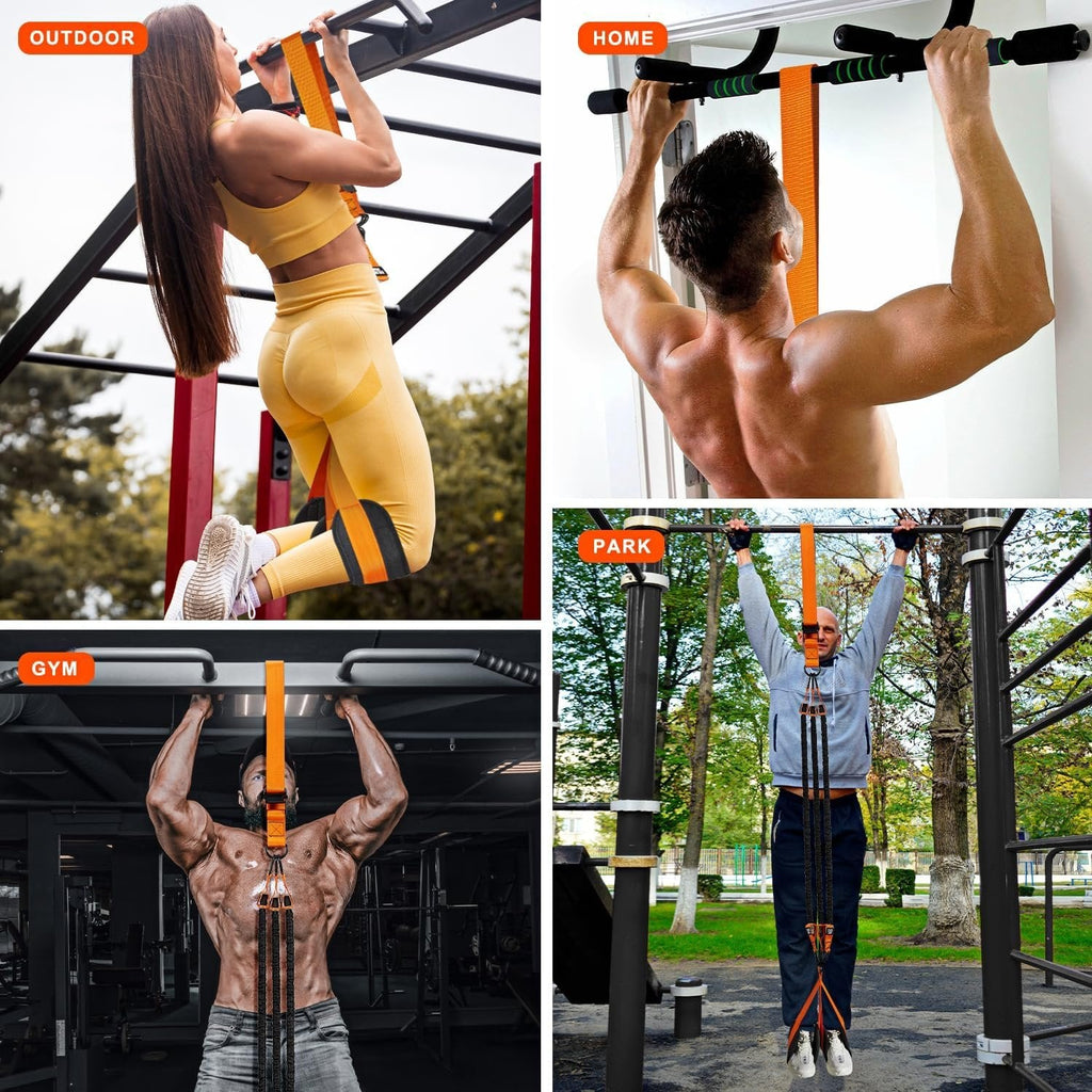 Pull Up Assist Band with Double Foot Loops and Adjustable Straps