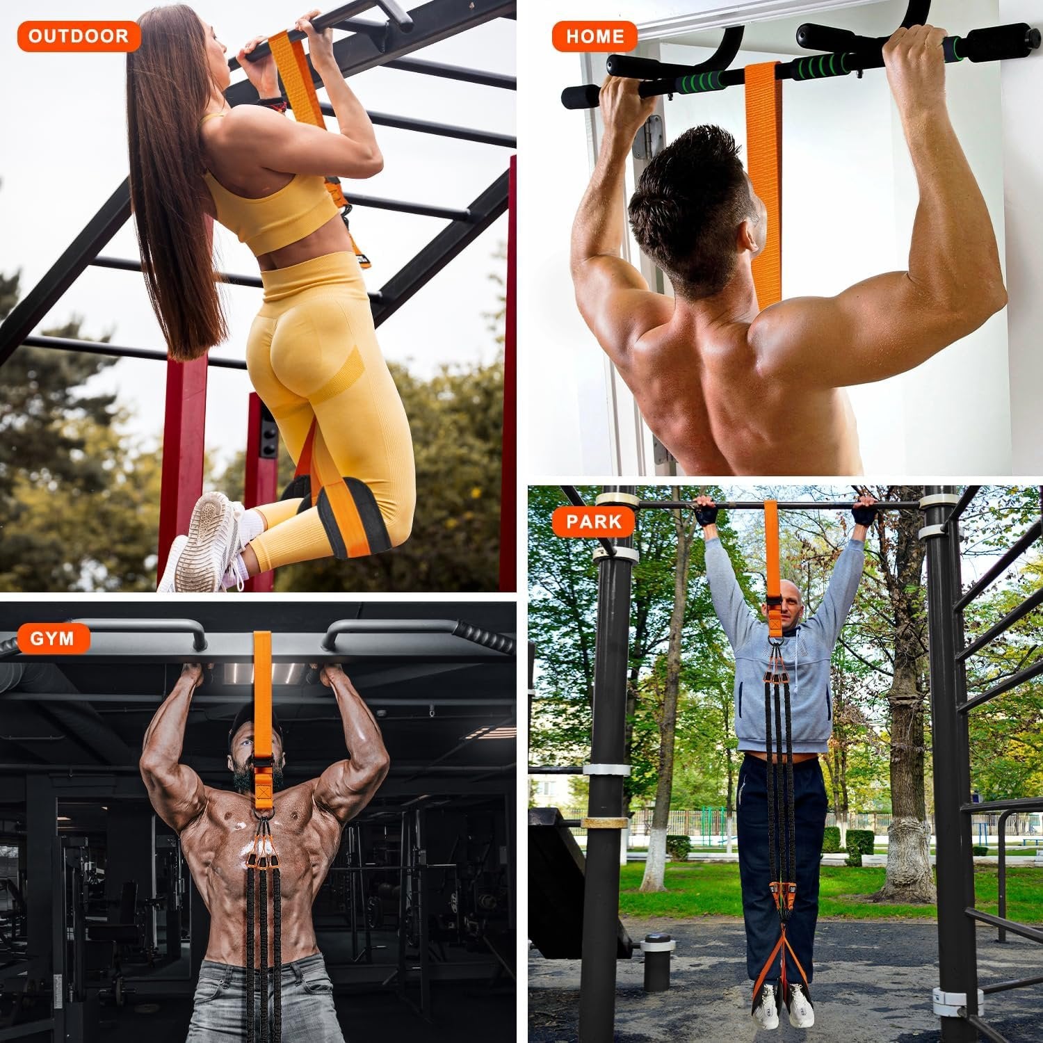 Pull Up Assist Band with Double Foot Loops and Adjustable Straps