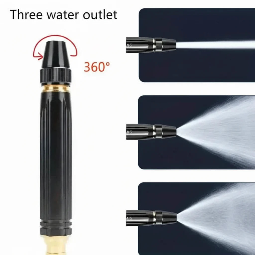 Adjustable Garden Hose Nozzle with Multiple Spray Patterns and Trigger Lock