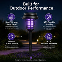Outdoor Mosquito Zapper with Solar Power and Automatic Dusk Sensor, Dual Mode