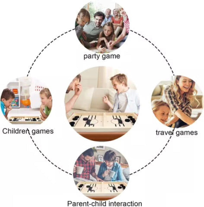 Wooden Puck Game with Center Gate and Fast-Paced Action for Kids