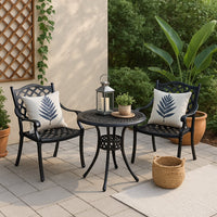 Elana 3-Piece Patio Dining Set for 2, Cast Aluminium Table and 2 Chairs - Black