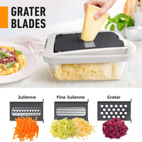Vegetable Slicer with 8 Interchangeable Blades and Collection Container, Egg Attachment
