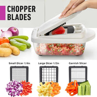 Vegetable Slicer with 8 Interchangeable Blades and Collection Container, Egg Attachment