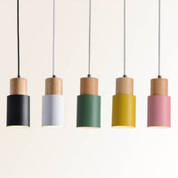 Metal and Wood Pendant Light, Modern Industrial Design