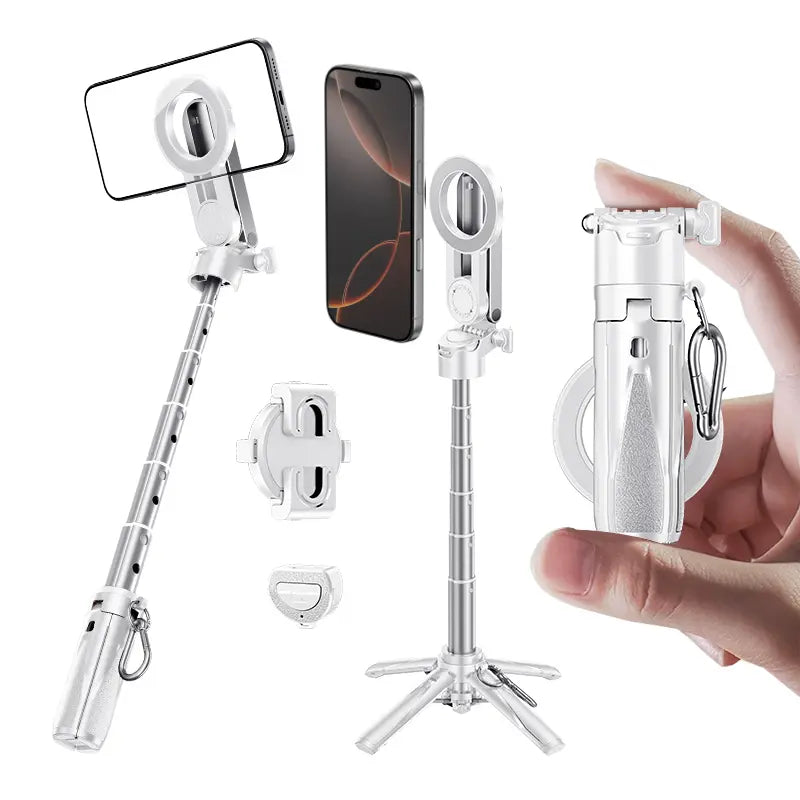 Selfie Stick with Magnetic Phone Mount and Wireless Remote, 360 Degree Rotation Tripod
