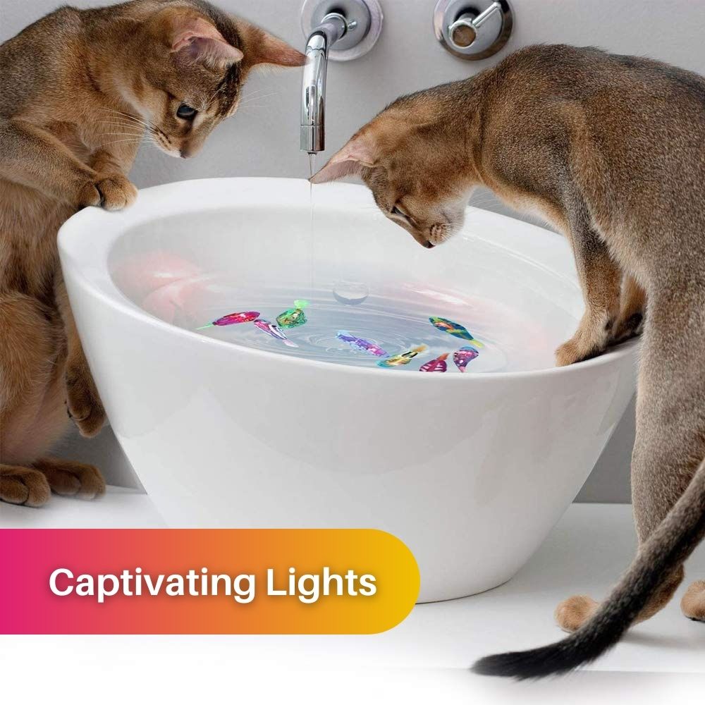 Motion-Activated Swimming Fish Cat Toy with Red LED Lights and Water Resistance