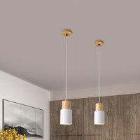Metal and Wood Pendant Light, Modern Industrial Design