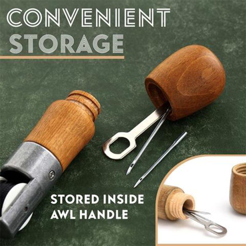 Leather Sewing Awl Kit with Dual Needles and Waxed Thread for Repairs