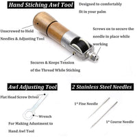 Leather Sewing Awl Kit with Dual Needles and Waxed Thread for Repairs