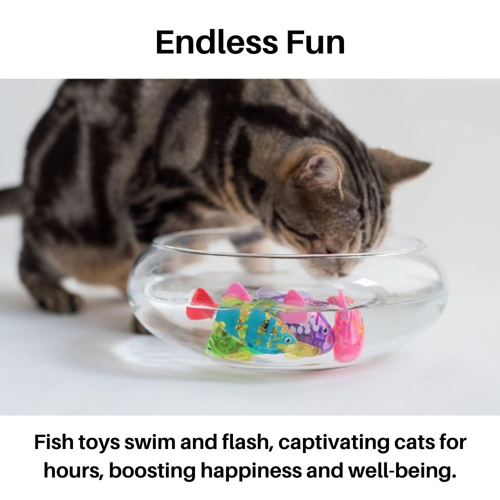 Motion-Activated Swimming Fish Cat Toy with Red LED Lights and Water Resistance