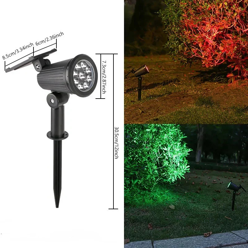Solar LED Garden Spotlight with 9-Color Settings and 90-Degree Adjustable Head
