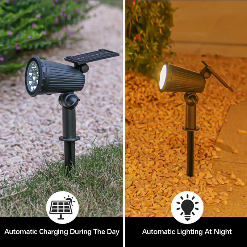 Solar LED Garden Spotlight with 9-Color Settings and 90-Degree Adjustable Head
