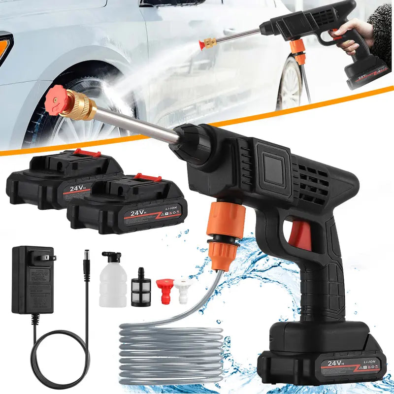 Battery-Powered Pressure Washer 380 PSI with Foam Soap Dispenser and Dual Batteries, 33ft Range