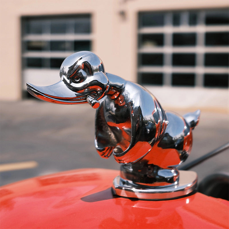 Chrome Duck Radiator Emblem with Integrated Mounting Pins