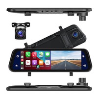 Mirror Dash Cam with Dual Front and Rear Cameras and 9.66 Inch Touchscreen