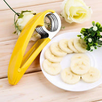 Handheld Banana Slicer with Stainless Steel Blades and Ergonomic Handle