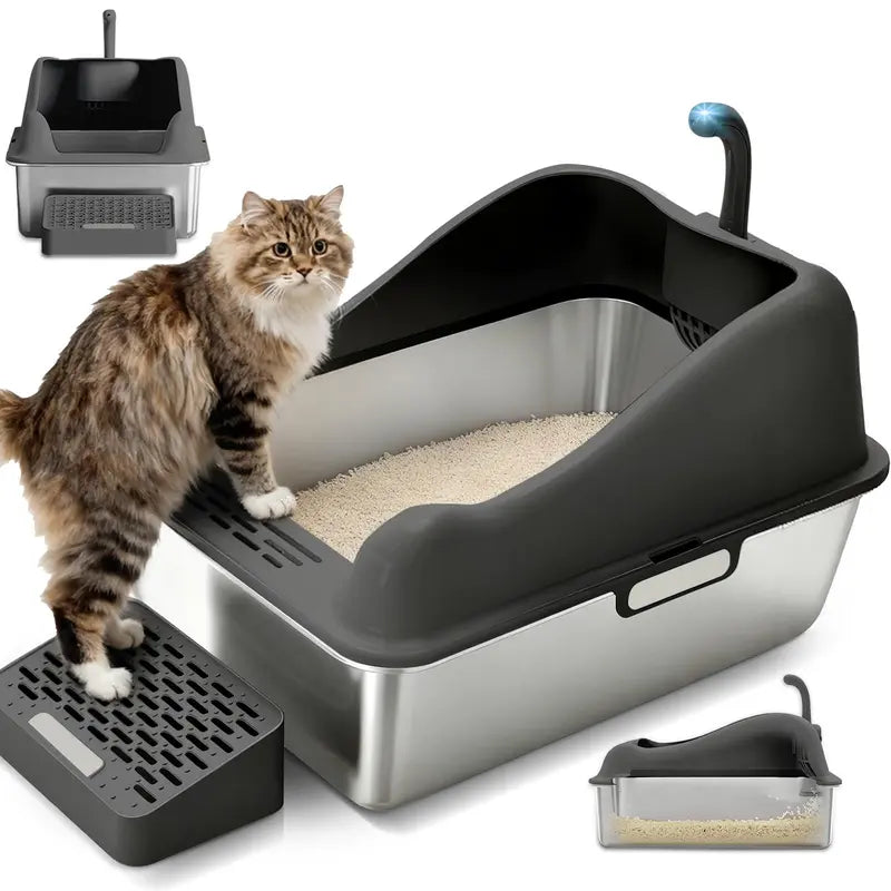 Large Enclosed Cat Litter Box with Flip Lid and Built-In Particle Catcher