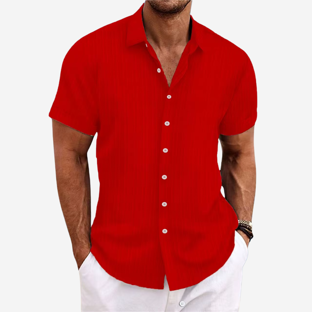 Breathable Linen Cotton Shirt with Open Stitch Closure and Regular Fit