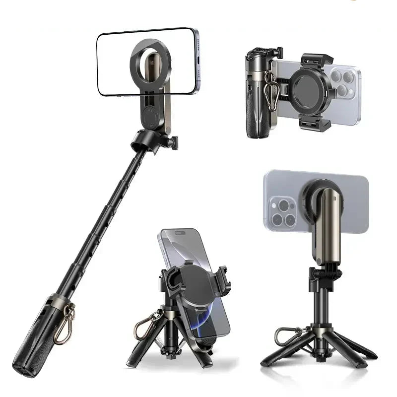 Selfie Stick with Magnetic Phone Mount and Wireless Remote, 360 Degree Rotation Tripod