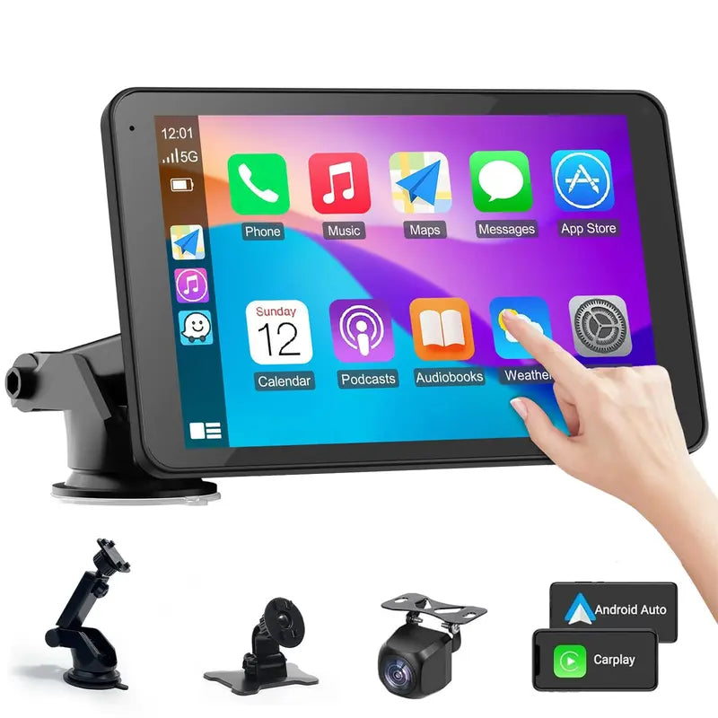 7 Inch Wireless Car Screen with Backup Camera and Voice Navigation