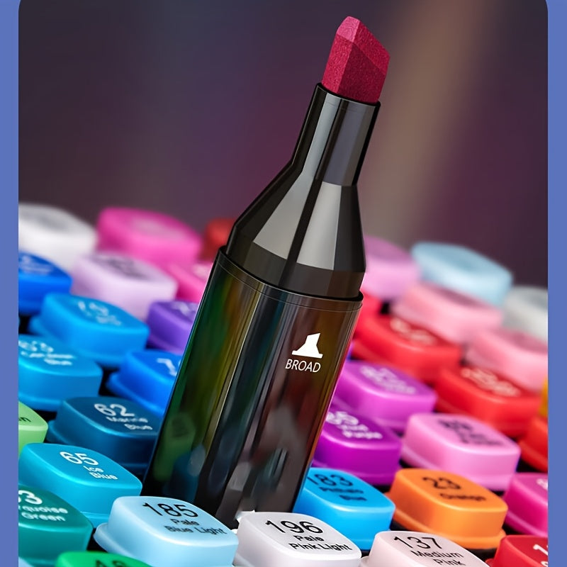 Double-Ended Alcohol Markers with 168 Colors and Storage Bag