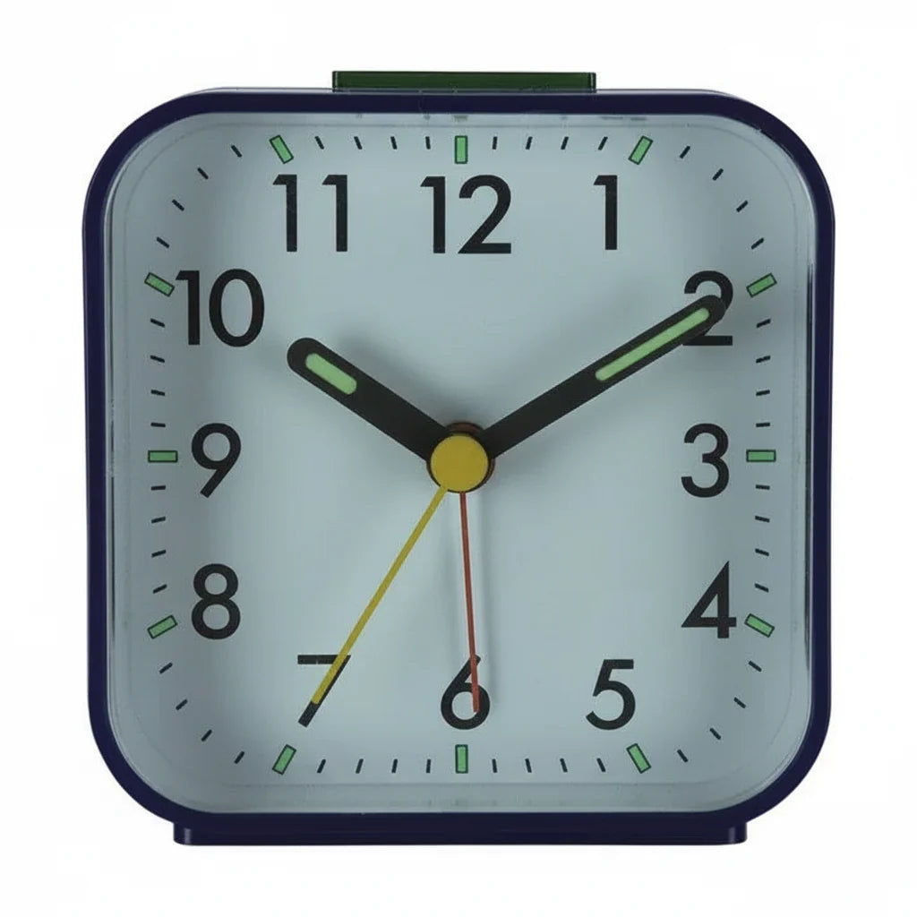 Silent Alarm Clock with Night Light and Snooze Function, Analog Display