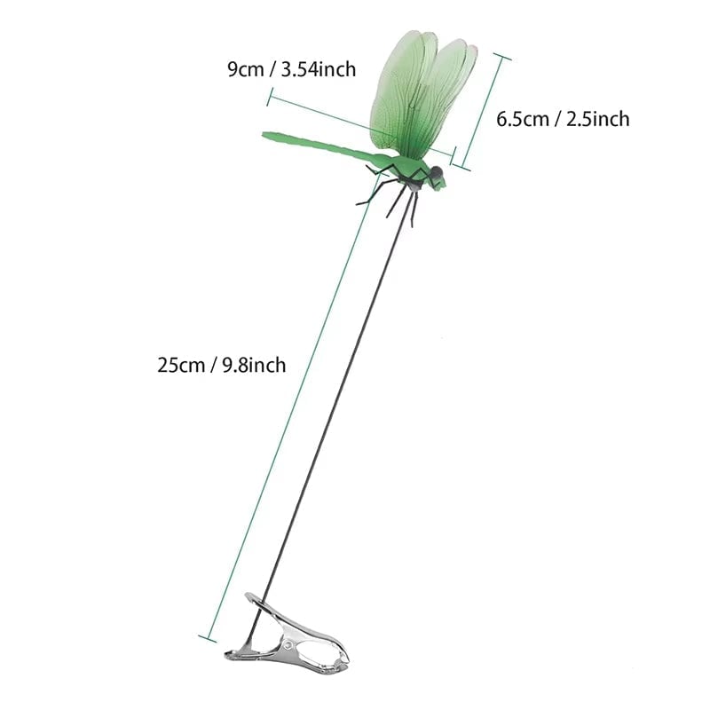 Realistic Dragonfly Clip with Metal Clasp and Wing Shimmer for Mosquito Deterrent
