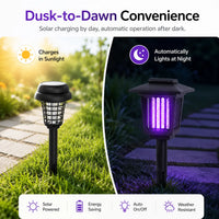 Outdoor Mosquito Zapper with Solar Power and Automatic Dusk Sensor, Dual Mode