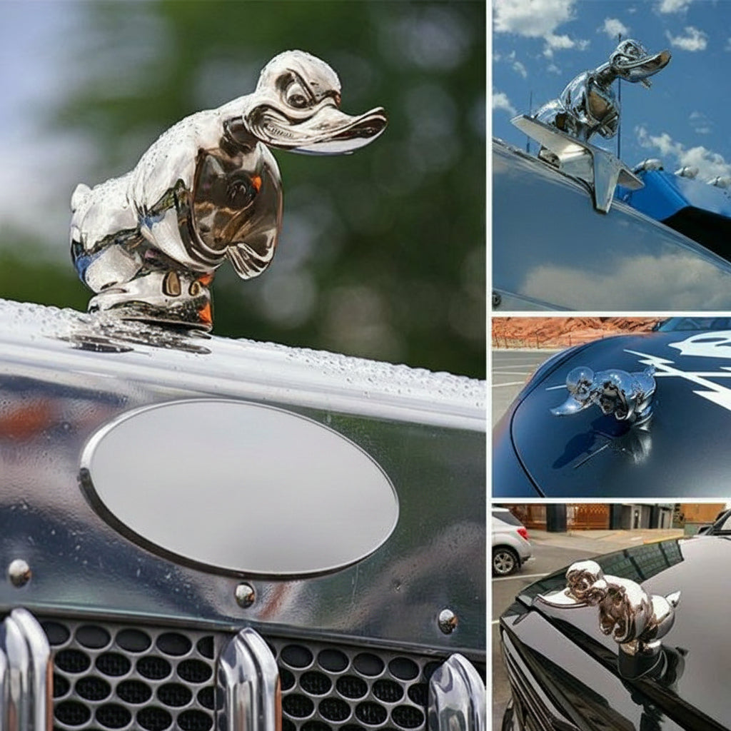 Chrome Duck Radiator Emblem with Integrated Mounting Pins