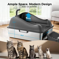 Large Enclosed Cat Litter Box with Flip Lid and Built-In Particle Catcher
