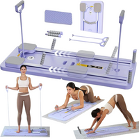 Portable Folding Balance Board with Resistance Bands for Home Pilates Training