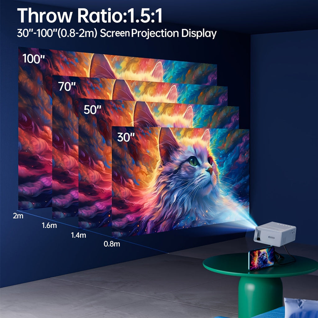 Portable Mini Projector with 3000 Lumen Brightness and HDMI USB Connectivity