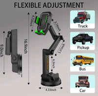 Truck Phone Mount with 360 Degree Rotation and Extended Reach Arm for Dashboards