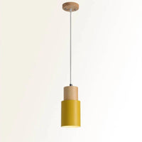 Metal and Wood Pendant Light, Modern Industrial Design