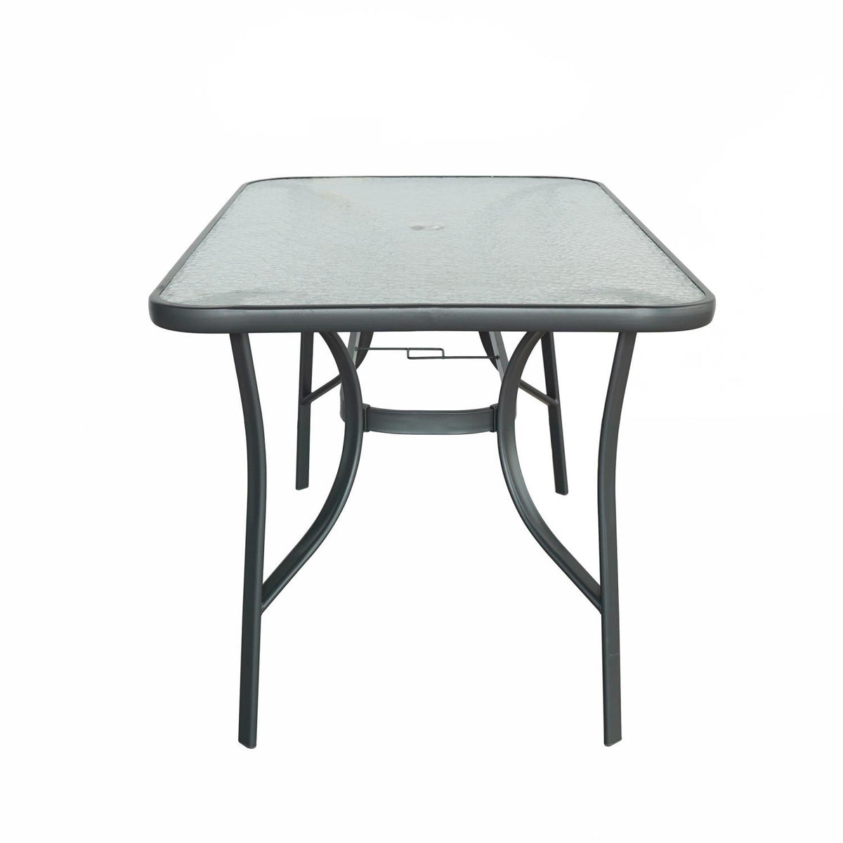 Kara Dining Set, Seating for 6 with Glass Top Table and Black Chairs