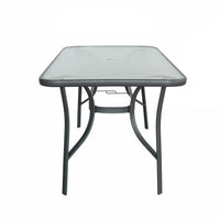 Kara Dining Set, Seating for 6 with Glass Top Table and Black Chairs