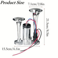 Electric Dual Air Horn System with 130dB Output and Auto Compressor for 12V Vehicles