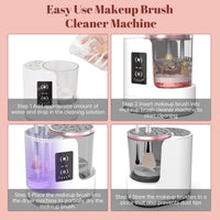 Automatic Spinning Makeup Brush Cleaner with Multiple Silicone Collars and Clear Bowl