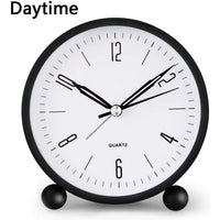Compact Alarm Clock with Silent Second Hand and Yellow Night Light