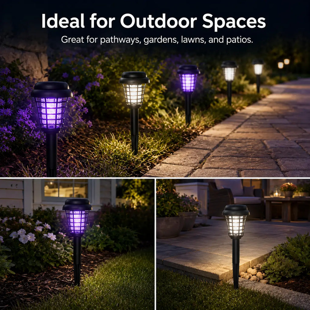Outdoor Mosquito Zapper with Solar Power and Automatic Dusk Sensor, Dual Mode