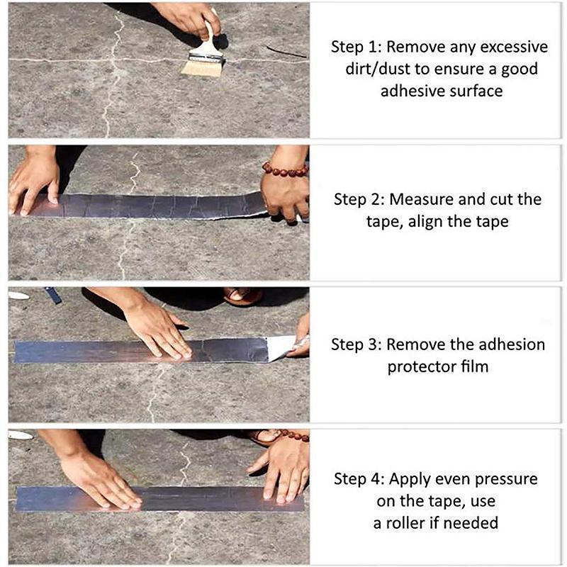 Butyl Rubber Waterproof Tape with Aluminum Foil and Cold Weather Bonding, 5m Roll