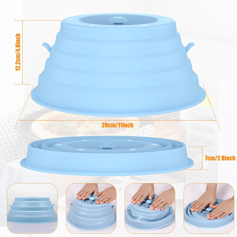 Collapsible Microwave Cover with Magnetic Ceiling Attachment and Steam Vents