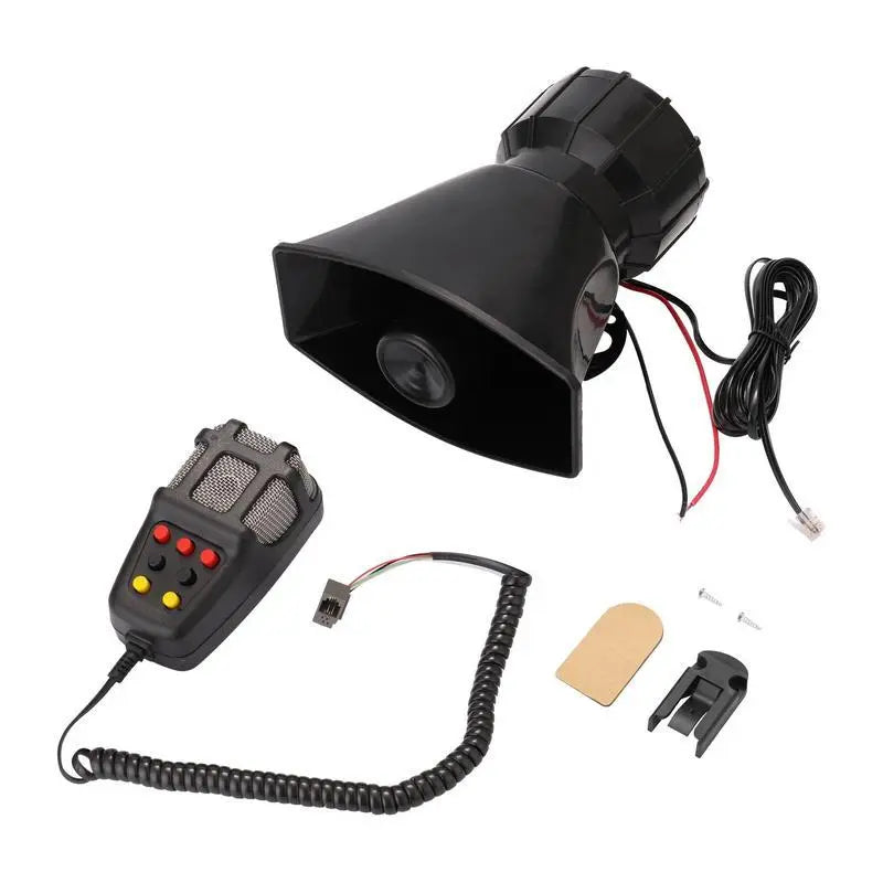 Vehicle Alert System with Microphone and 7-Tone Siren for 12V Cars, 135dB