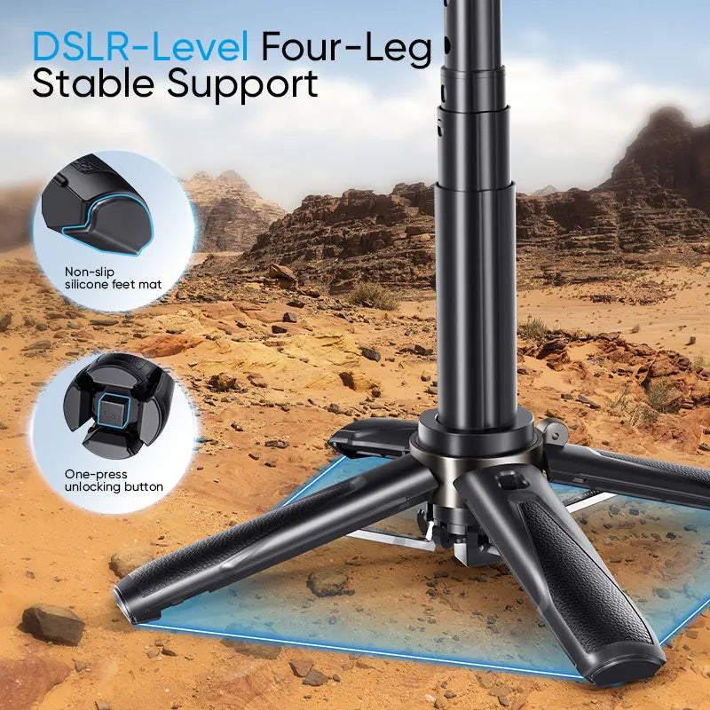 Selfie Stick with Magnetic Phone Mount and Wireless Remote, 360 Degree Rotation Tripod