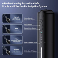 Ear Cleaning System with Triple Jet Water Stream and Adjustable Pressure, Rechargeable