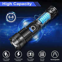 Rechargeable Flashlight with Adjustable Zoom and Five Lighting Modes