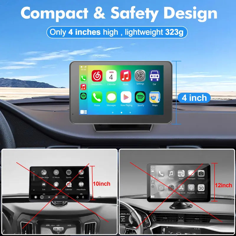 7 Inch Wireless Car Screen with Backup Camera and Voice Navigation