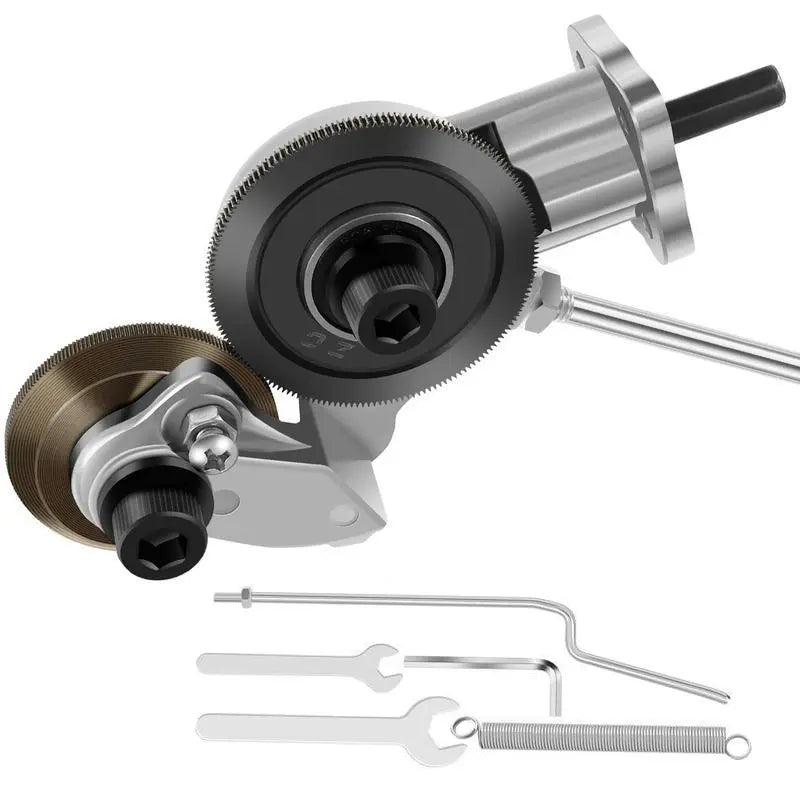 Metal Sheet Cutter Drill Attachment with Three Interchangeable Heads and Gear Blade