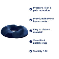Memory Foam Donut Shape Seat Cushion with Center Opening and Washable Cover for Office, Travel, Home
